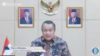 Gubernur Bank Indonesia Perry Warjiyo dalam konferensi pers kebijakan penyelenggaraan BI-Fast, Jumat (22/10/2021).