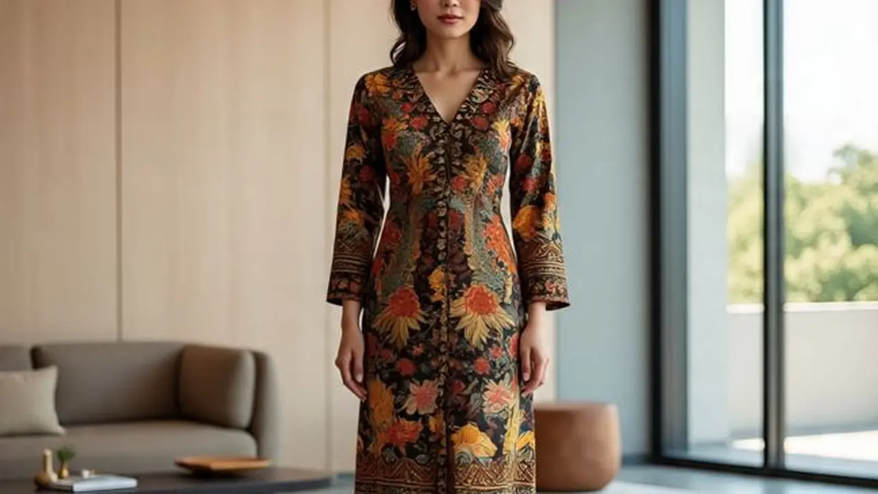 Ilustrasi Model Baju Batik Lengan Lurus (Sumber Gambar: Meta AI)