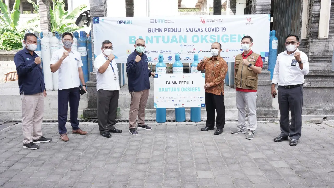 Bantu Penuhi Kebutuhan Oksigen di Bali, BUMN Salurkan Puluhan Tabung Oksigen
