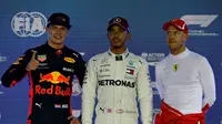 Max Verstappen, Lewis Hamilton, dan Sebastian Vettel, tiga pembalap yang akan terlibat persaingan ketat untuk jadi juara dunia F1 2020. (Istimewa)