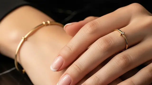Padu Padan Gelang Emas dengan Nail Art & Cincin
