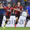 Pemain AC Milan Brahim Diaz merayakan golnya ke gawang Sampdoria yang dikawal Emil Audero dalam match day pertama Liga Italia Serie A di Stadion Luigi Ferraris, Genoa, Italia, Selasa (24/8/2021) dini hari WIB. (Tano Pecoraro/LaPresse Via AP)