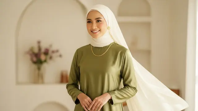 Model Gamis Warna Olive Green untuk Lebaran 2026