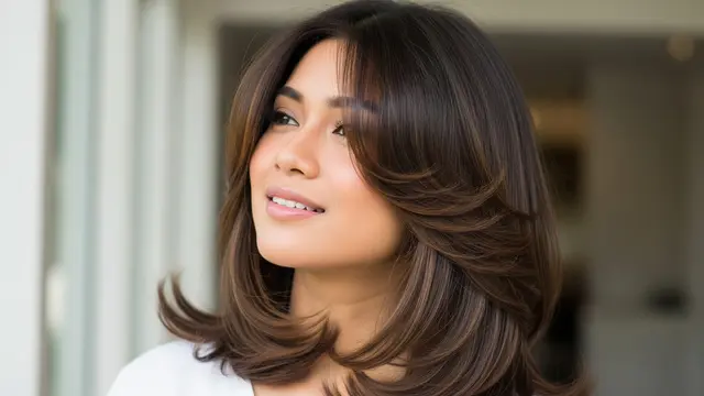 Model Rambut Wanita Panjang Butterfly Cut