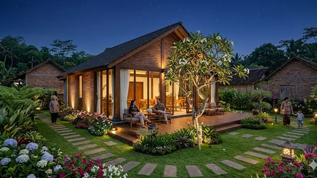 Inspirasi Rumah Kampung Modern Elegan dengan Taman Depan Luas