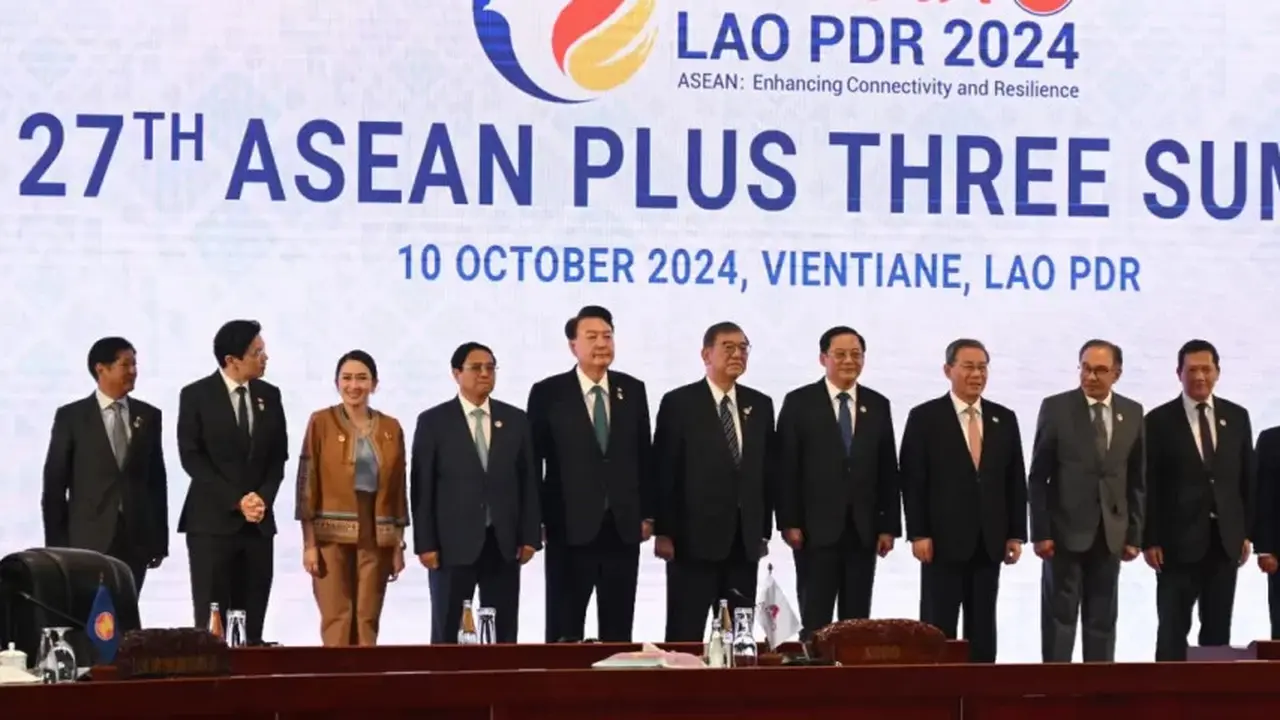 KTT ASEAN Plus Three, pertemuan ASEAN dengan China, Jepang dan Korea pada Kamis (10/10/2024) di Vientiane, Laos. (Dok. Setwapres RI)
