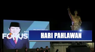Menteri Pertahanan Prabowo Subianto meresmikan patung Jendral Sudirman saat Hari Pahlawan.