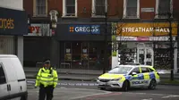 Lokasi kejadian penembakan teror di Streatham Street, London. (Source: Victoria Jones/PA via AP)
