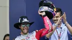 Seri keempat MotoGP 2022, GP Amerika yang digelar di Circuit of The Americas (COTA), Austin, Senin (11/4/2022) dini hari WIB berhasil dimenangi oleh pembalap Gresini Racing, Enea Bastianini. Pembalap Italia itu menjadi raja dan manyamai raihan Valentino Rossi. (AP/Eric Gay)