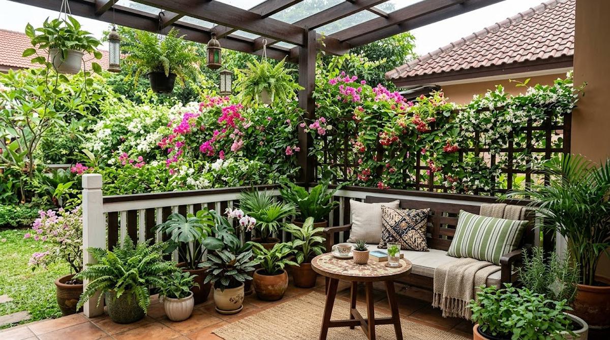 Ide Green Corner di Teras Rumah/AI Generated