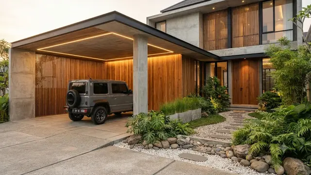 Model Carport Bergaya Japandi Modern