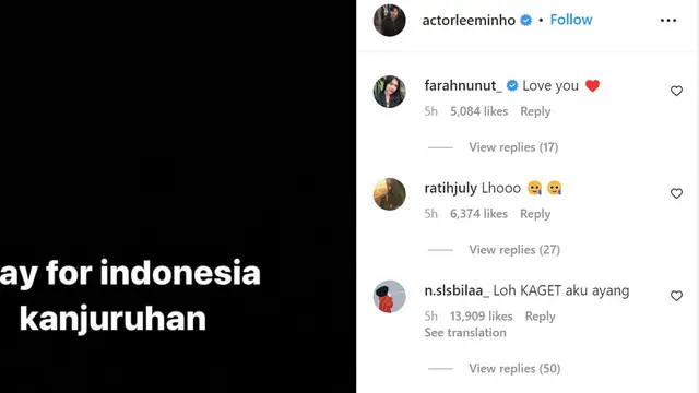 Ungkapan duka Lee Min Ho atas Tragedi Arema atau Tragedi Kanjuruhan Malang