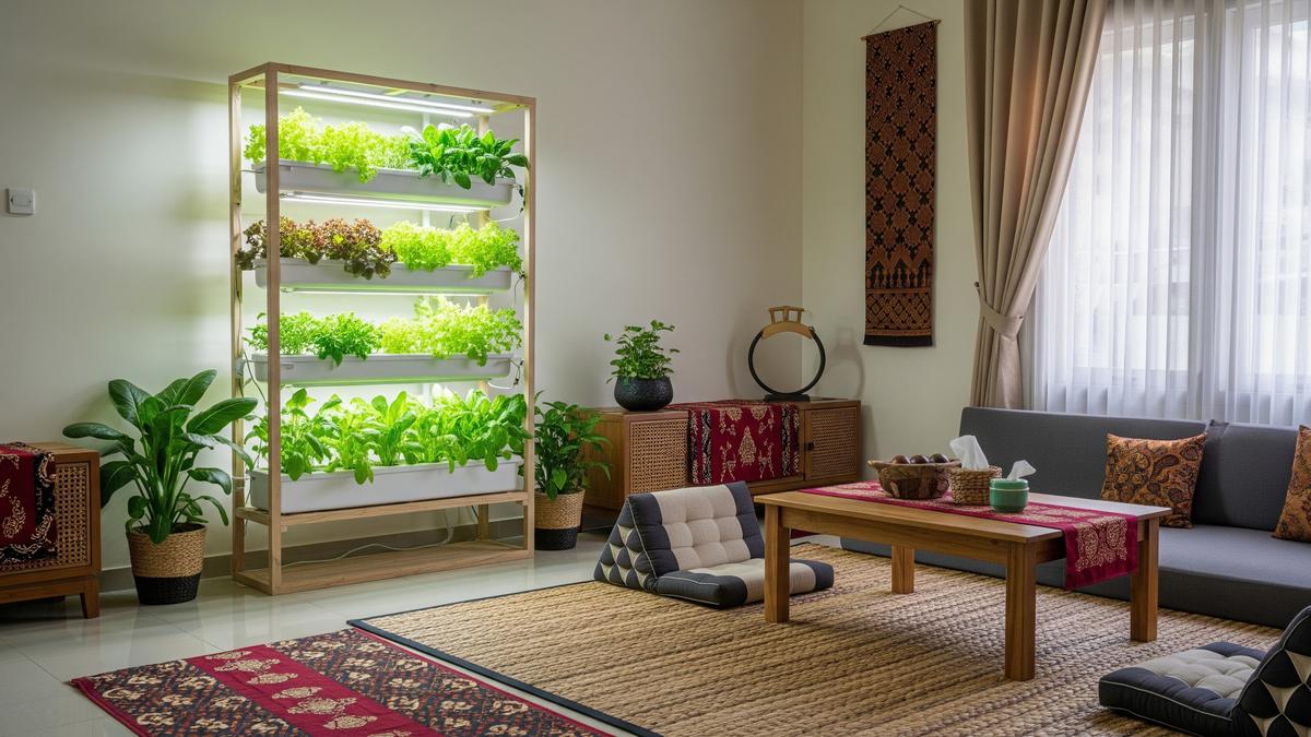 7 Inspirasi Desain Rak Hidroponik Vertikal yang Menyatu dengan Dekorasi Ruang Tamu, Bikin Enak Dilihat