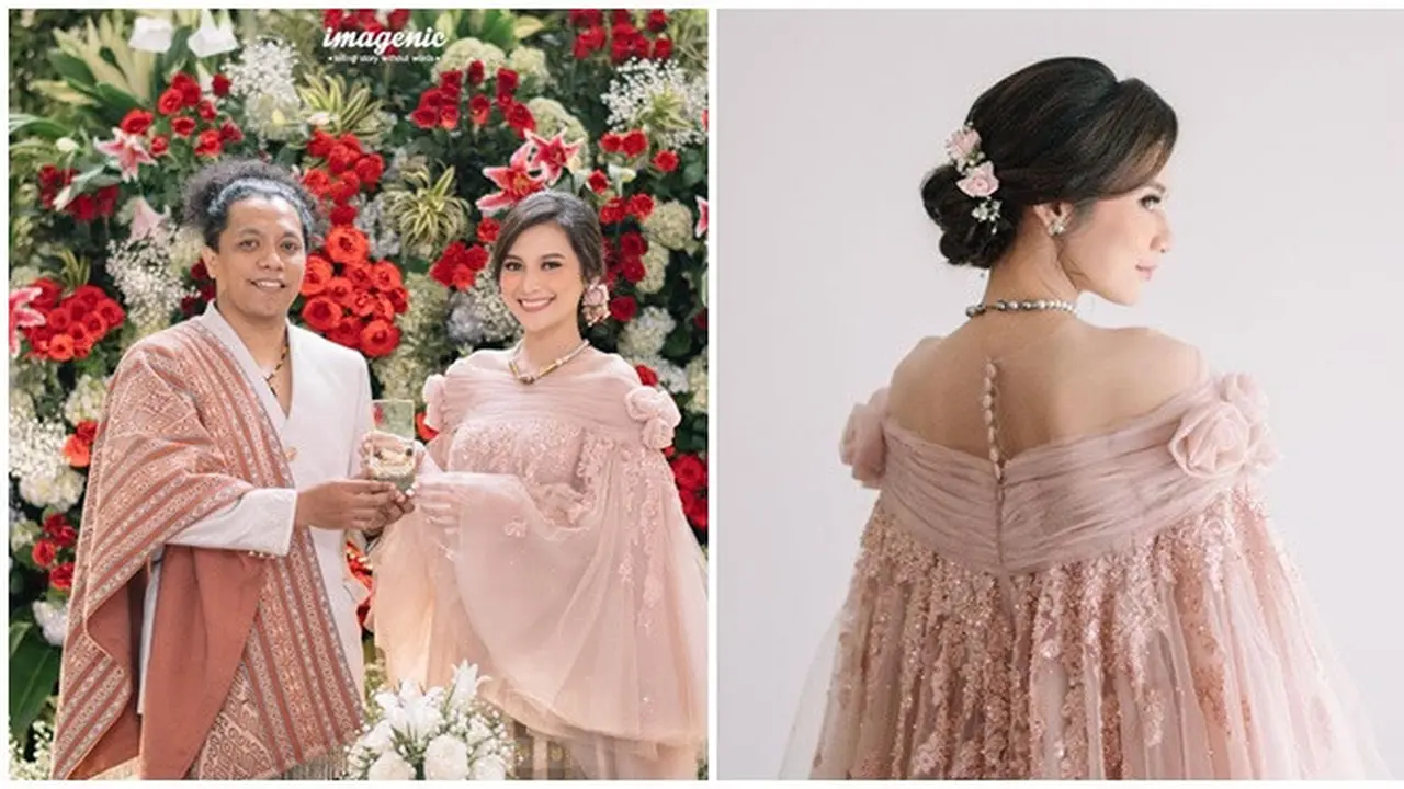 6 Potret Detail Gaun Nikah Indah Permatasari, Paduan Baju Bodo dan Kain Khas Sengkang
