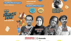 Ajang Pesta Literasi Indonesia 2025 menyapa Jayapura, Sabtu, 20 September 2025 dengan narasumber Gody Usnaat, Darmawati Majid, dan Jashinta Huby. (Foto: Dok. Instagram @pestaliterasi.id)