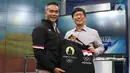 Chef de Mission (CdM) Kontingen Indonesia untuk Olimpiade Paris 2024, Anindya Novyan Bakrie (kiri) bersama Direktur Utama SCM, Sutanto Hartono usai melakukan pertemuan di SCTV Tower, Jakarta, Rabu (17/7/2024). (Liputan6.com/Herman Zakharia)