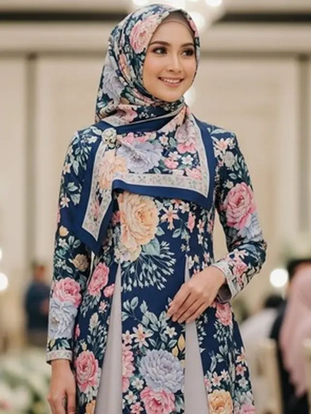 Gamis motif bunga 2025. (Liputan6.com/Gemini.ai)