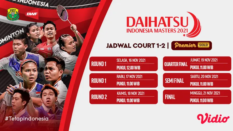 Jadwal Pertandingan Indonesia Masters 2021