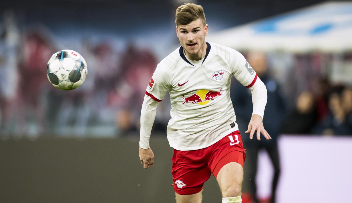 Timo Werner (RB Leipzig) - Werner berada diurutan kedua top skor sementara Bundesliga musim 2019/20. Penyerang 24 tahun ini telah mencetak 21 gol dari 25 laganya bersama Leipzig musim ini. (AFP/Odd Andersen)