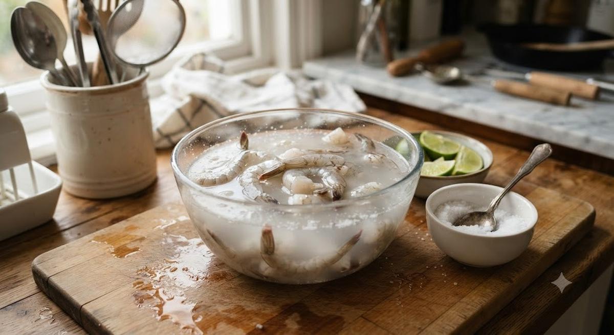 Merendam Udang dengan Air Garam (AI Generated)