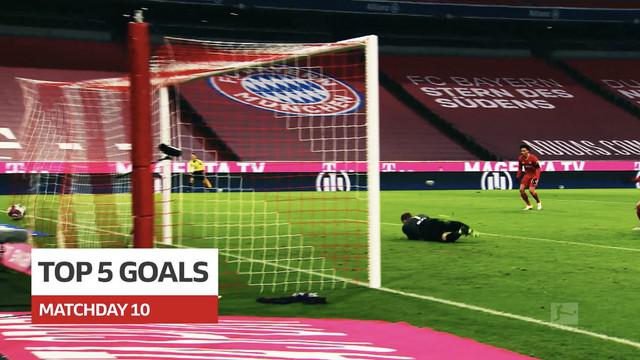 Berita video 5 gol terbaik pekan ke-10 Bundesliga 2020/2021, di dalamnya termasuk yang dicetak wonderkid Bayern Munchen dan Borussia Dortmund.