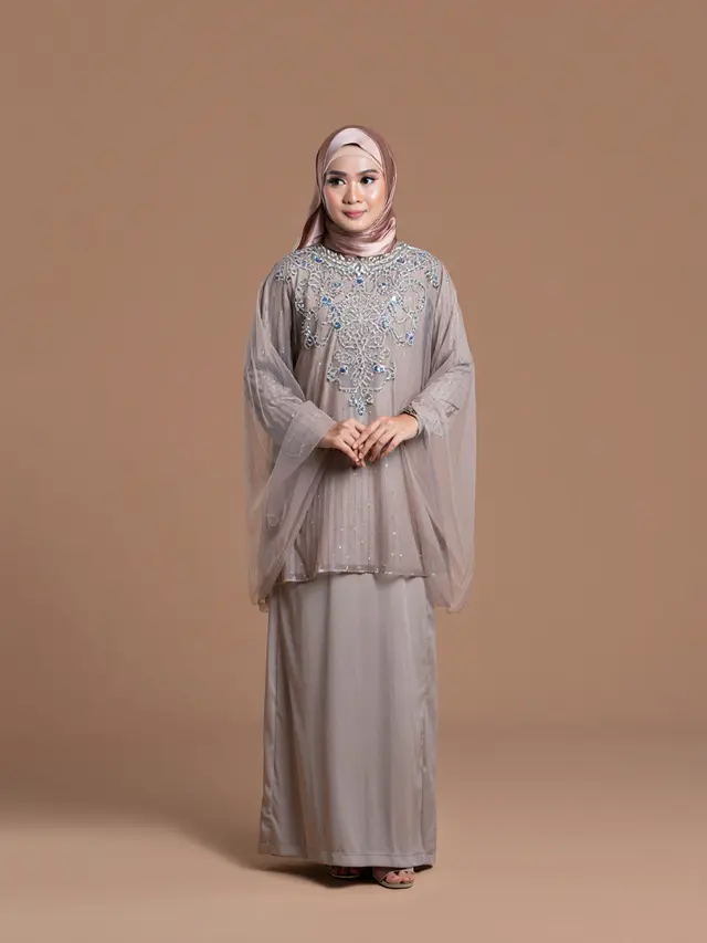 Dress Panjang Elegan Kombinasi Payet Muslim