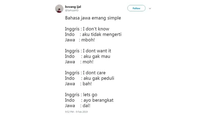 Bahasa Jawa Simpel