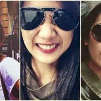 Gista Putri makin gaya dengan kacamata hitam. (Instagram @gistaputri)