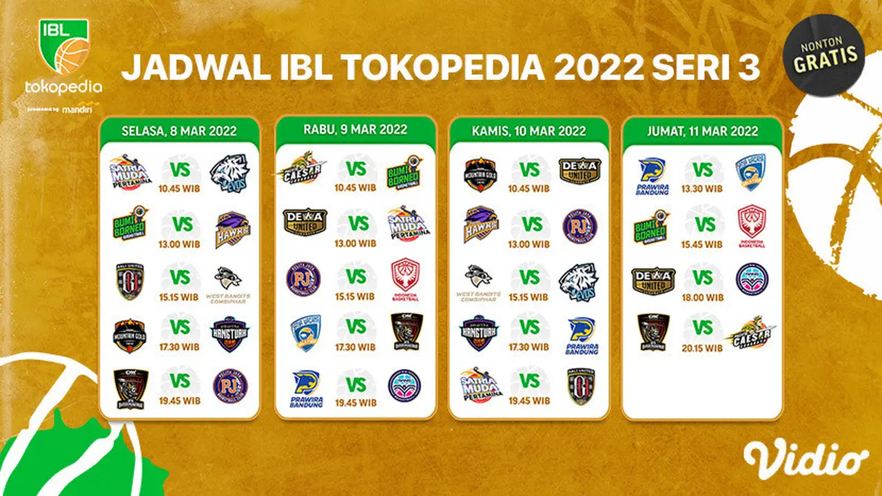 Link Live Streaming IBL 2022 Seri Ketiga, Mulai 8 -11 Maret 2022 di Vidio