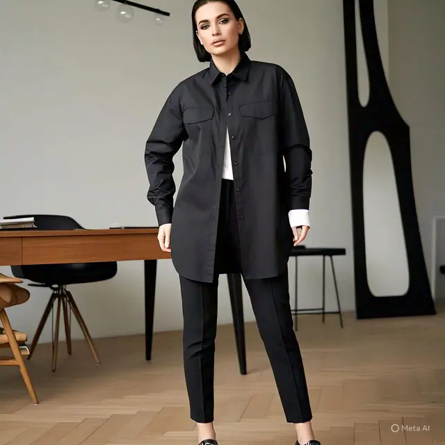 Kemeja Hitam Oversized sebagai Outer: Modern Office Look