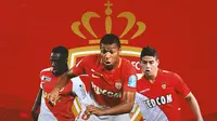AS Monaco - Benjamin Mendy, Kylian Mbappe, James Rodriguez (Bola.com/Adreanus Titus)