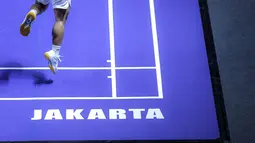 Tampilan court dan karpet baru di Indonesia Open 2025 yang berlangsung di Istora Senayan, Jakarta, Selasa (03/06/2025). (Bola.com/Bagaskara Lazuardi)