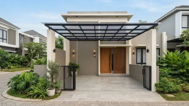 Greige dan Putih Hangat untuk Eksterior Modern