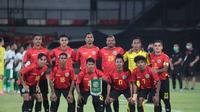 Skuad Timor Leste saat bertemu Timnas Indonesia pada laga kedua FIFA Matchday hari Minggu (30/01/2022). (Dokumentasi Kemenpora)