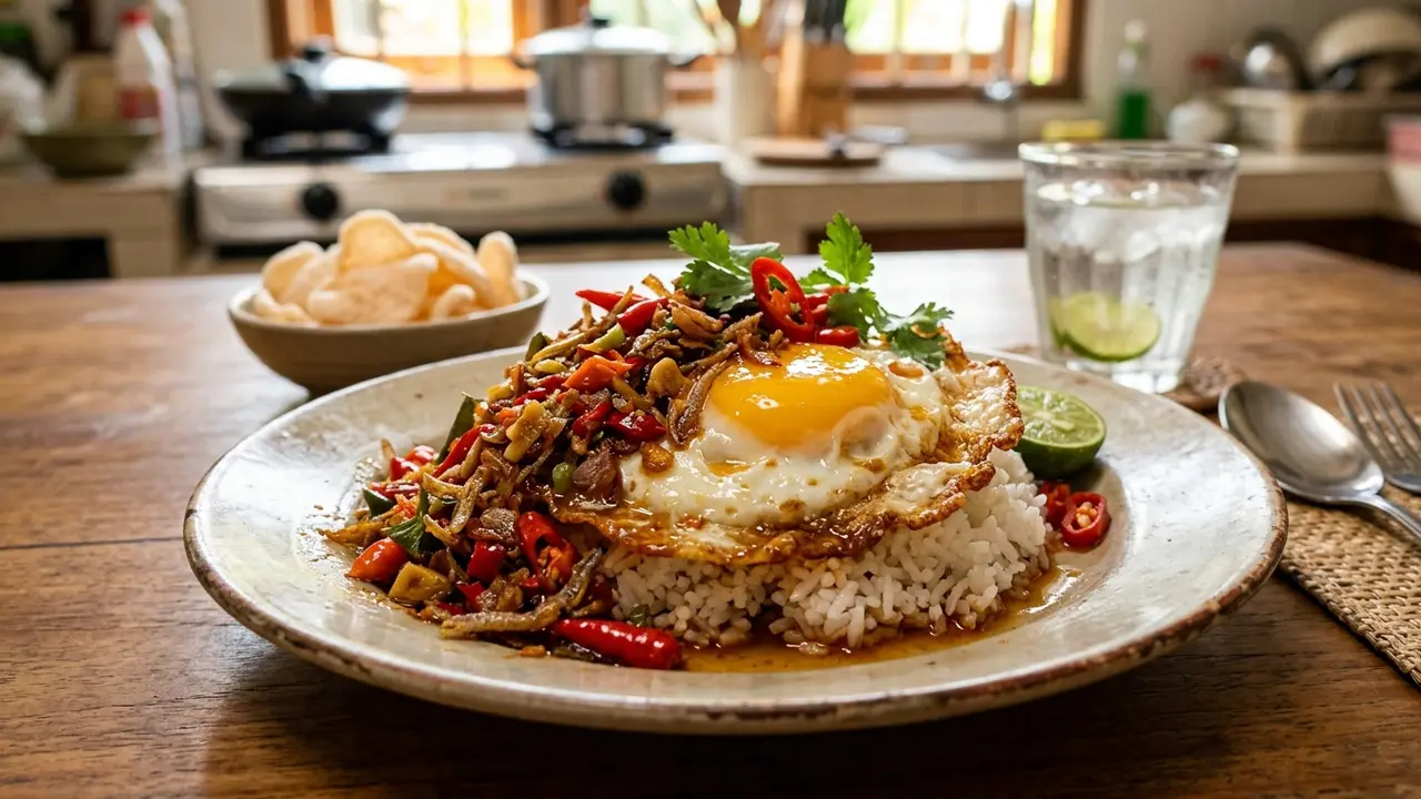 Telur Ceplok Sambal Bawang Teri (AI Generated)