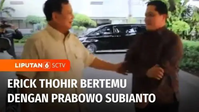 Menteri Pertahanan Prabowo Subianto menerima kunjungan Menteri BUMN sekaligus Ketua Umum PSSI Erick Thohir di Kementerian Pertahanan, Jakarta.