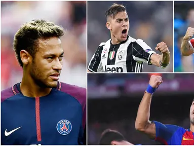 Berikut ini 10 pemain yang masuk nominasi penghargaan Ballon d'Or 2017. Diantaranya, Neymar Jr, Luis Suarez, Paulo Dybala. (Foto-foto Kolase AP, EPA dan AFP)