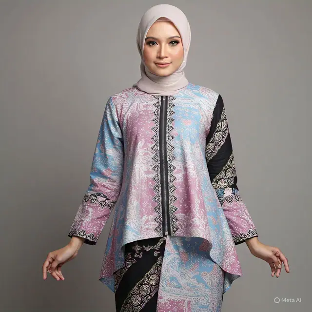 Gamis Batik Pesta dengan Tambahan Zipper