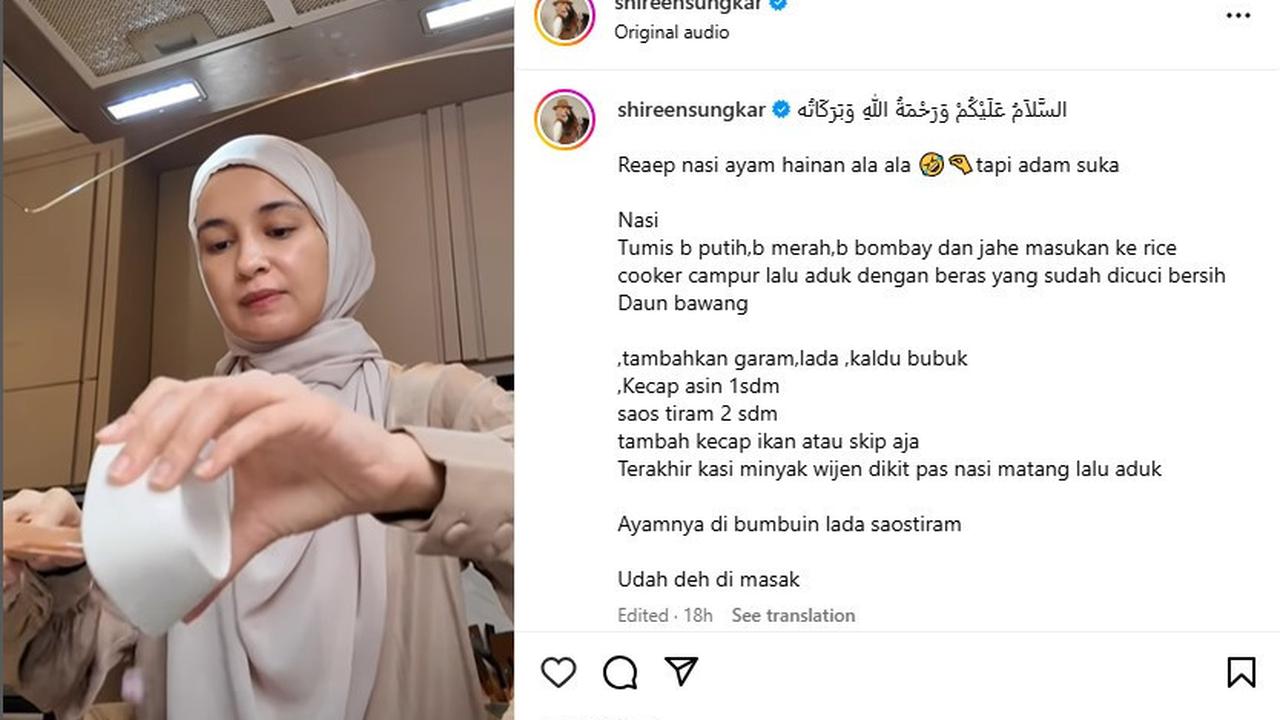 Shireen Sungkar Bagikan Resep Nasi Hainan Rice Cooker untuk Buka Puasa, sang Anak: Enak Banget