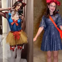 Pertama ada Nia Ramadhani yang cosplay jadi princess Snow White dengan dress versi mini-nya. [Instagram/ramadhaniabakrie]