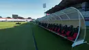 Kondisi Stadion I Wayan Dipta di Gianyar, Bali, Rabu (5/8/2026), sehari menjelang laga final Piala Presiden 2026. Hamparan rumput hijau yang terawat berpadu dengan langit biru cerah menambah kemegahan stadion yang akan menjadi arena final Persebaya Surabaya melawan Persib Bandung serta perebutan tempat ketiga antara Persija Jakarta dan Arema FC. (KLY/Budy Santoso)