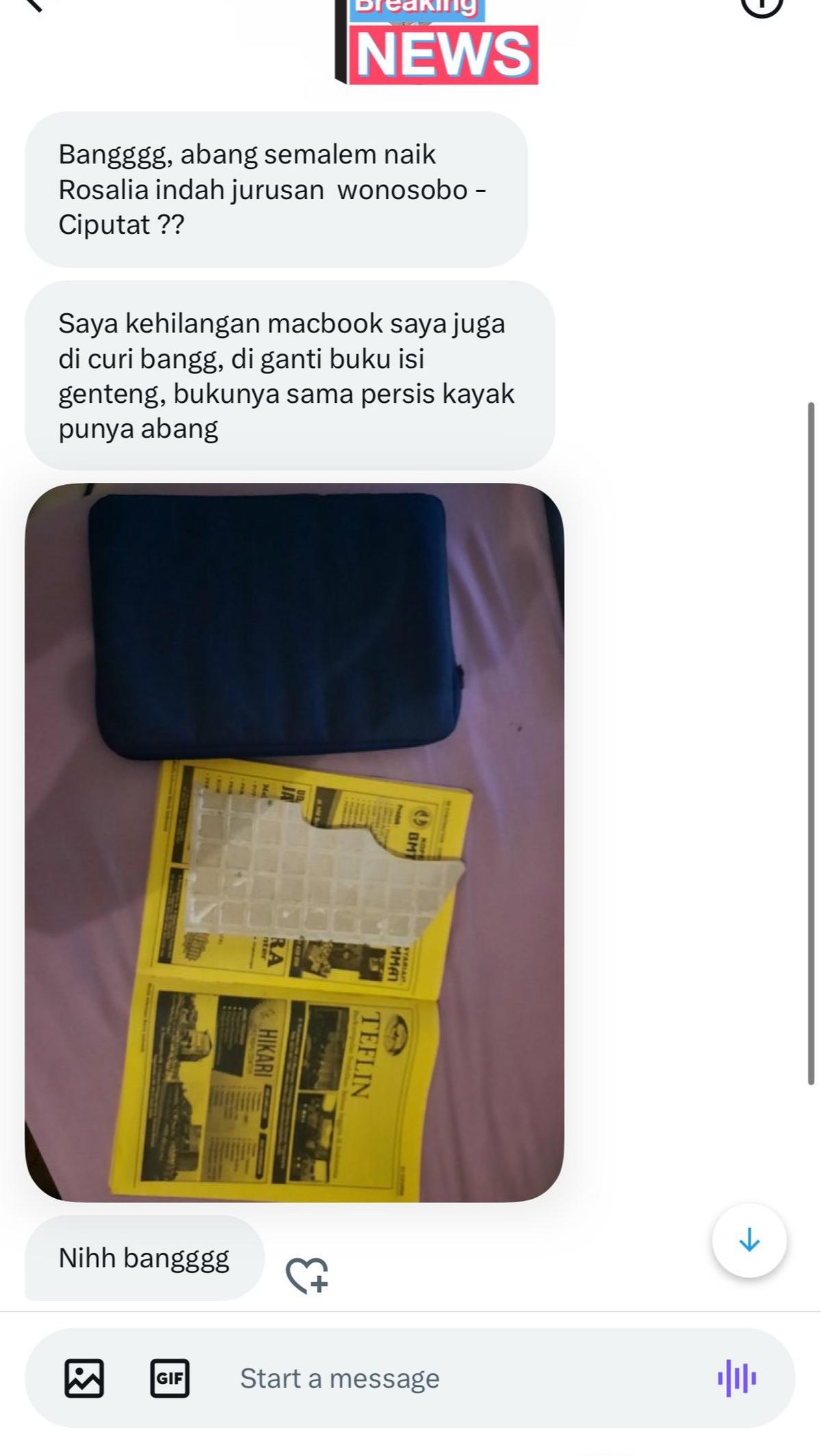 Unggahan salah satu warganet yang mengalami hal serupa dengan Dino
