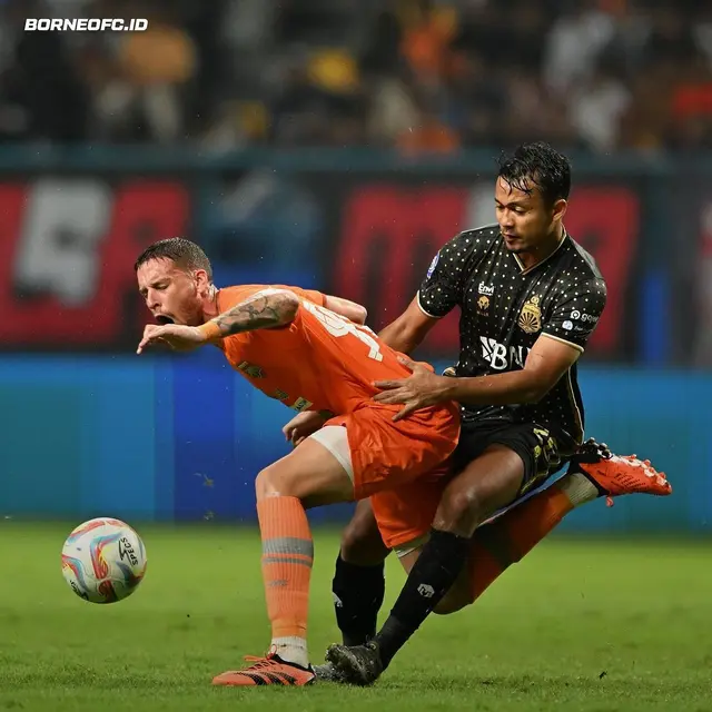 Borneo FC Vs Bhayangkara FC di BRI Liga 1 2023/2024.