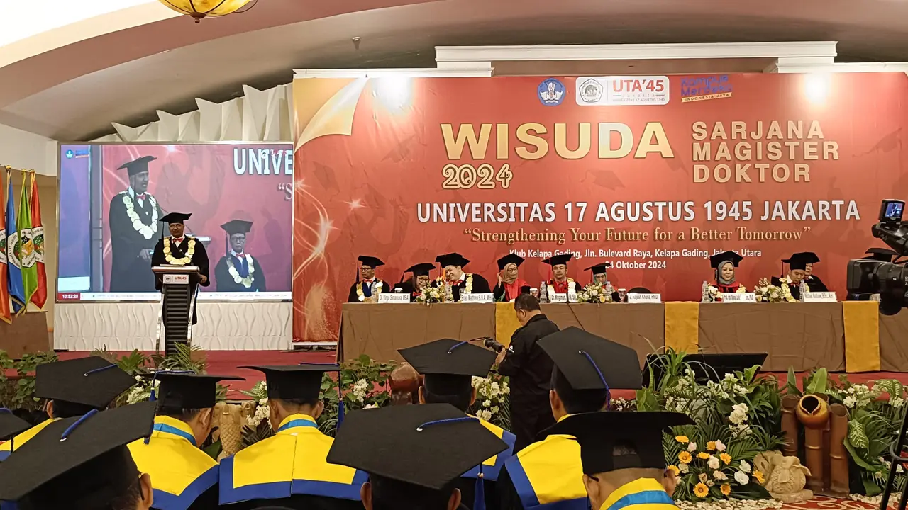 Universitas 17 Agustus 1945 (UTA '45) Jakarta menggelar wisuda mahasiswanya pada program sarjana, magister dan doktor di Klub Kelapa Gading, Jakarta Utara, Kamis (24/10) (Istimewa)