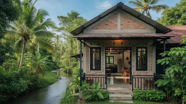 Rumah Sederhana di Desa Dekat Sungai Kecil
