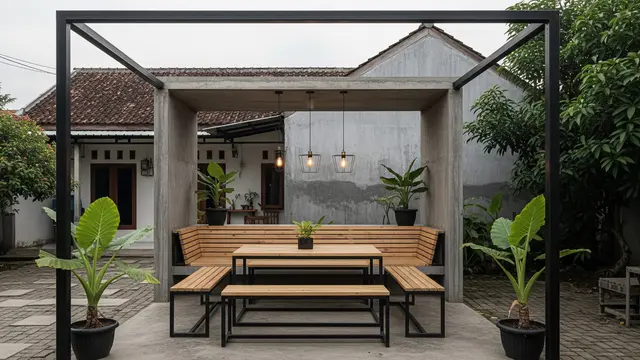 Ide Gazebo Minimalis Belakang Rumah 2026 Model Konsep Industrial