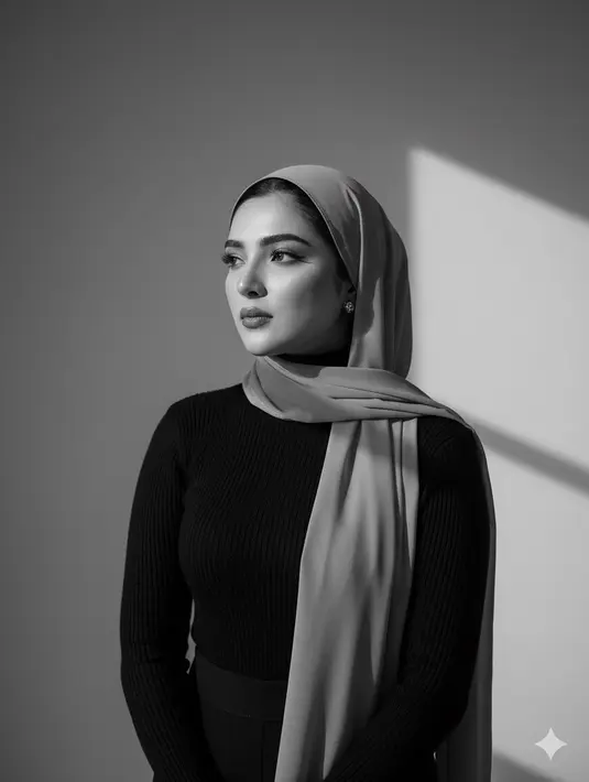 Gaya hijab Ashanty ini jadi gaya hijab paling simple. Ashanty menutupi rambut dengan membiarkan sisa kain di sisi kiri tergerai ke area depan. Sementara sisa kain di sisi kanan dililitkan melewati leher ke arah punggung kiri. [@ashanty_ash]