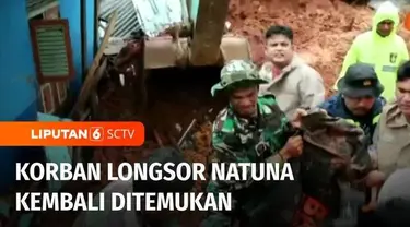 Tim siaga bencana longsor di Kecamatan Serasan, Natuna, kembali menemukan sejumlah korban yang tertimbun longsor. Jumlah korban jiwa akibat bencana ini tercatat berjumlah 20 jiwa.