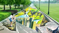 Sebuah lukisan 3 Dimensi di sepanjang  jalan di Tiongkok menjadi pembicaraan publik di Tiongkok selama pekan ini.
