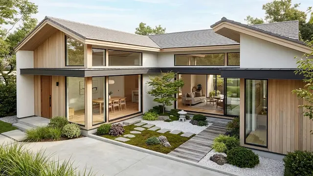 Model Rumah dengan Taman Kecil di Tengah Bangunan